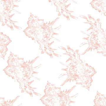 Vector illustration seamless pattern hand drawn pink seashells Stock Illustration