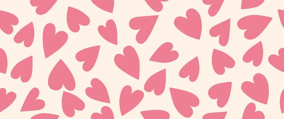Vector illustration. Seamless pattern of hearts. Light background and pink Stock Illustration