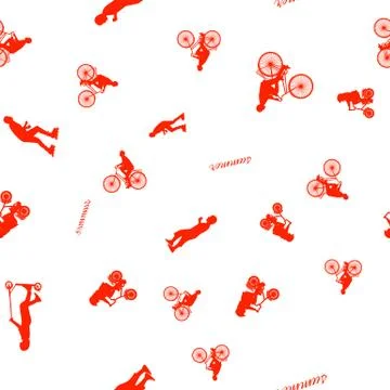 Vector illustration of a seamless pattern with the images of people active Stock Illustration