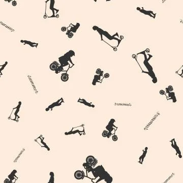 Vector illustration of a seamless pattern with the images of people active Stockillustratie
