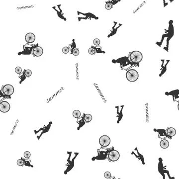 Vector illustration of a seamless pattern with the images of people active Stock Illustration