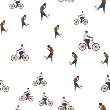 Vector illustration of a seamless pattern with the images of people active Stock Illustration