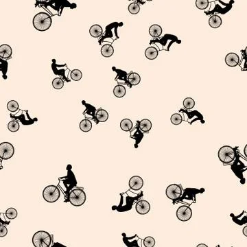 Vector illustration of a seamless pattern with the images of people active Stock Illustration