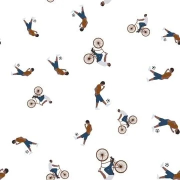 Vector illustration of a seamless pattern with the images of people active Stock Illustration
