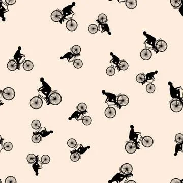 Vector illustration of a seamless pattern with the images of people active Stock Illustration