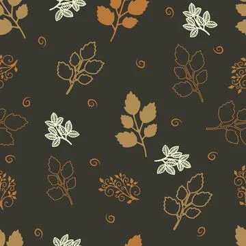 Vector illustration, seamless pattern of leaves in different shades of shades on Stock Illustration
