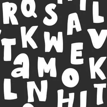 Vector illustration of seamless pattern with letters. Abstract alphabet Stock Illustration