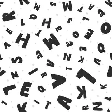 Vector illustration of seamless pattern with letters. Abstract alphabet 스톡 일러스트
