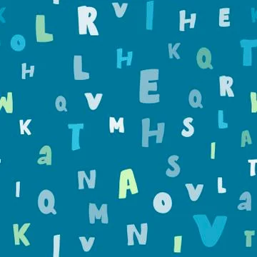 Vector illustration of seamless pattern with letters. Abstract alphabet backg Stock Illustration