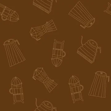 Vector illustration of seamless pattern of moka percolator coffee pot, goosen Stock Illustration