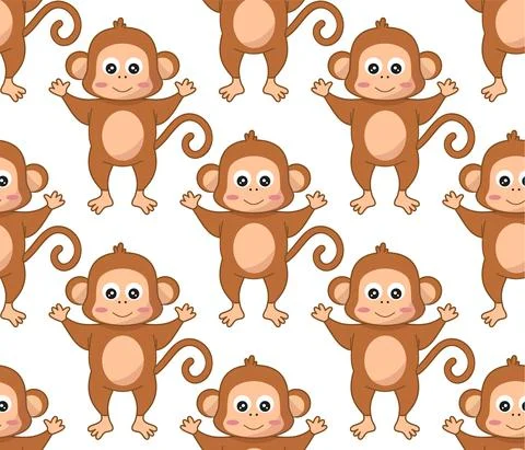 Vector illustration of a seamless pattern in monkeys cartoon style EPS 10 Stock Illustration