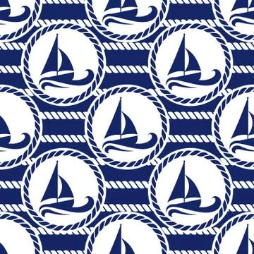Vector illustration seamless pattern for sea traveling. Stock Illustration
