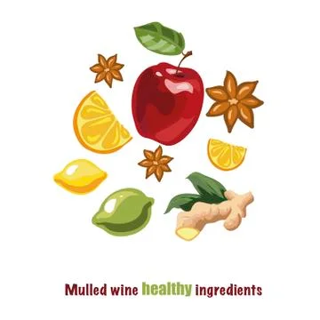 Vector illustration of a seamless pattern with spices and ingredients for mulled Stock Illustration