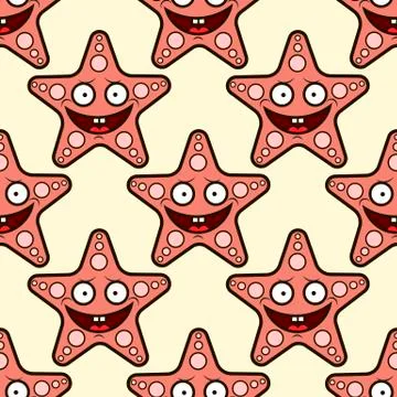 Vector illustration, seamless pattern starfish. Stock Illustration