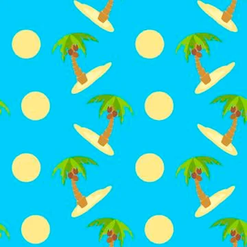 Vector illustration seamless pattern for traveling. Tropical island with palm Illustrazione stock