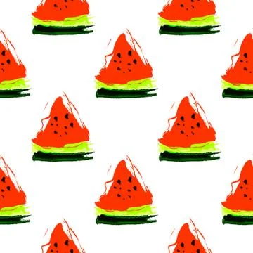 Vector illustration seamless pattern watermelon on white Stock Illustration
