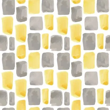 Vector illustration: seamless pattern of yellow and gray watercolor paint Stock Illustration
