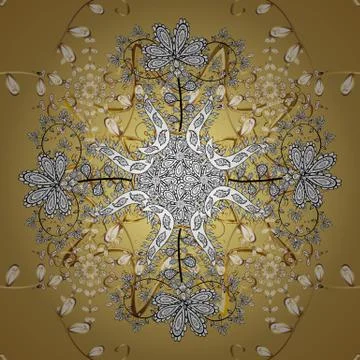 Vector illustration. Seamless. Patterns on yellow and white colors. Abstract lux Stock Illustration