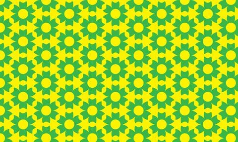 Vector illustration of a seamless retro pattern with green flowers background, p Stock Illustration