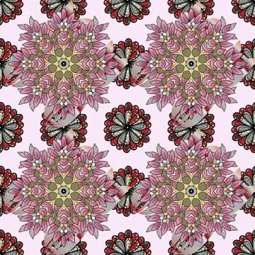 Vector illustration. Seamless spring pattern with little flowers. On brown, pink Stock Illustration