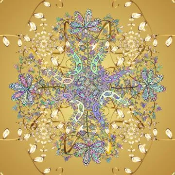 Vector illustration. Seamless vintage elements for design, application of henna, Stock Illustration