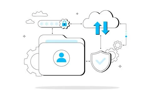 Vector illustration of secure cloud storage Stock Illustration