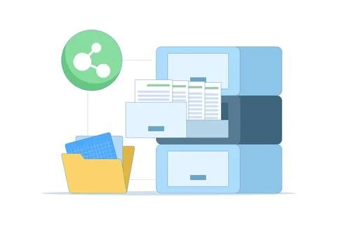 Vector illustration of secure file sharing and document management Stock Illustration