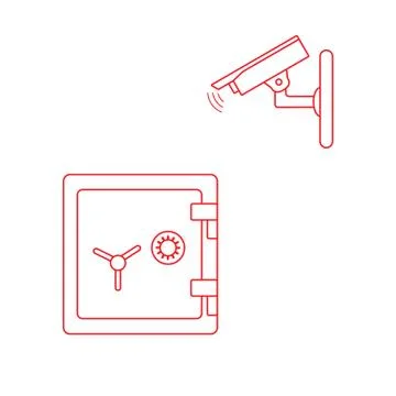 Vector illustration with security camera and safe. 스톡 일러스트