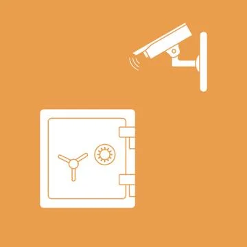 Vector illustration with security camera and safe. Illustrazione stock