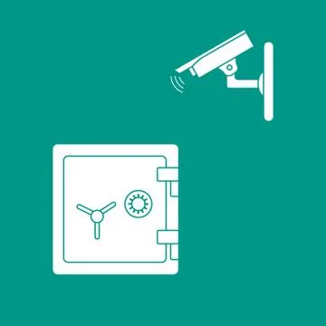 Vector illustration with security camera and safe. Illustrazione stock