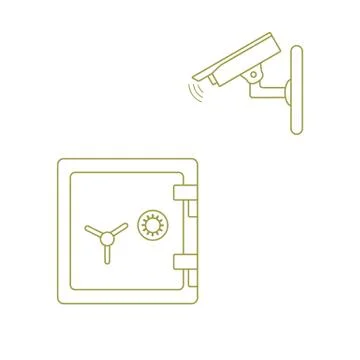 Vector illustration with security camera and safe. Illustrazione stock