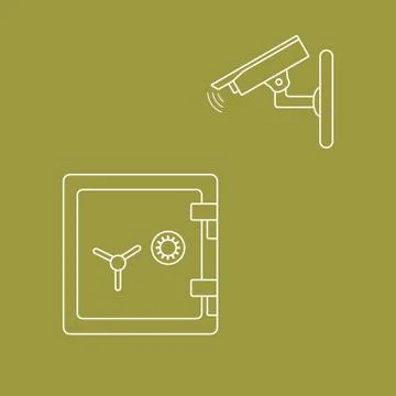 Vector illustration with security camera and safe. Illustrazione stock