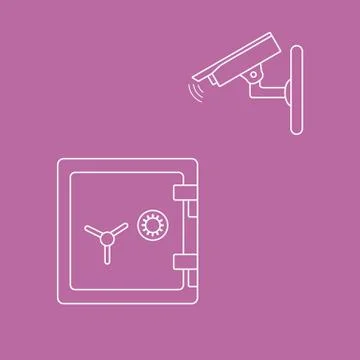 Vector illustration with security camera and safe. Illustrazione stock