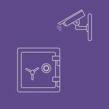 Vector illustration with security camera and safe. Illustrazione stock