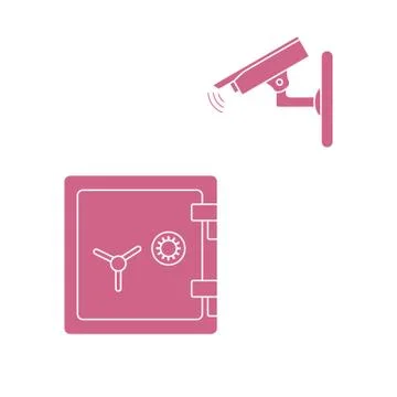 Vector illustration with security camera and safe. 스톡 일러스트