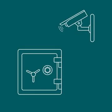 Vector illustration with security camera and safe. 스톡 일러스트