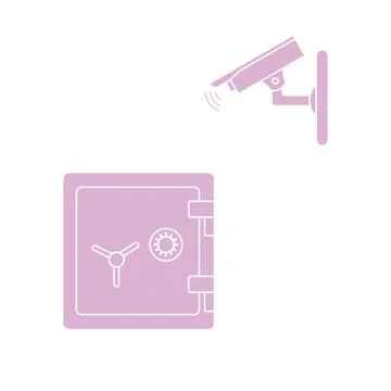Vector illustration with security camera and safe. 스톡 일러스트
