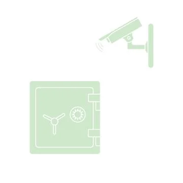 Vector illustration with security camera and safe. Illustrazione stock