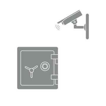 Vector illustration with security camera and safe. Illustrazione stock