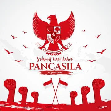 Vector illustration. selamat hari Lahir Pancasila. Translation: Happy Pancasi Stock Illustration