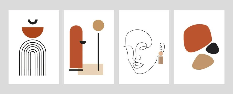 Vector illustration. Set of abstract posters. Modern backgrounds. Features of Stock Illustration