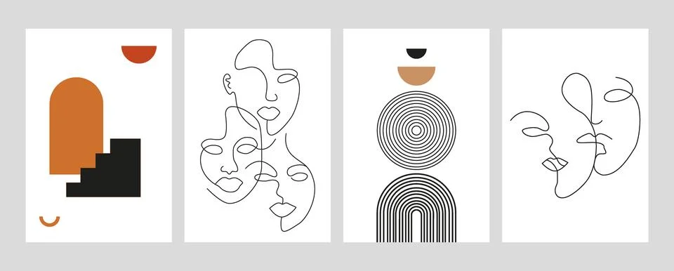 Vector illustration. Set of abstract posters. Modern backgrounds. Features of Stock Illustration