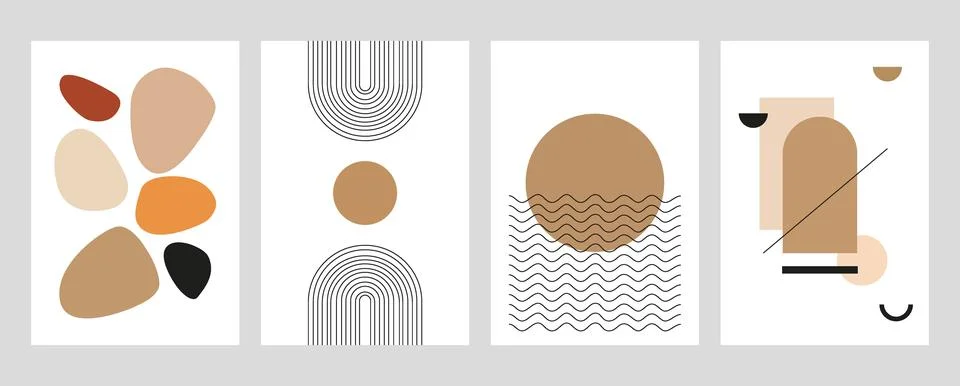 Vector illustration. Set of abstract posters. Modern backgrounds. Mid-century Stock Illustration