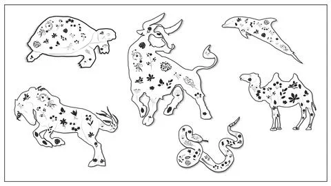 Vector illustration of a set of African animals. EPS 10. Stock Illustration