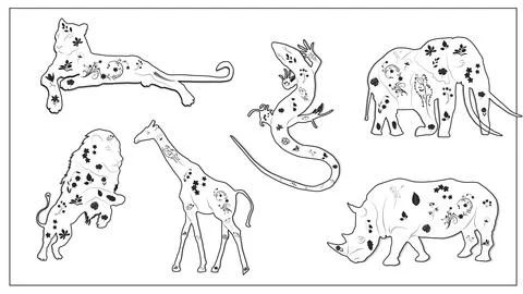 Vector illustration of a set of African animals. EPS 10. Stock Illustration