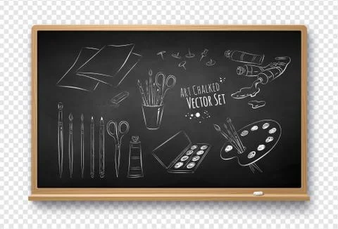 Vector illustration set of artist tools Stock Illustration
