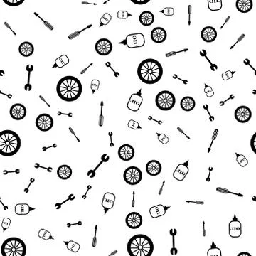 Vector illustration set of auto parts symbol doodles elements. Isolated on wh Stock Illustration