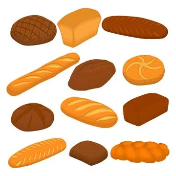 Vector illustration of set of baked bread Stock Illustration