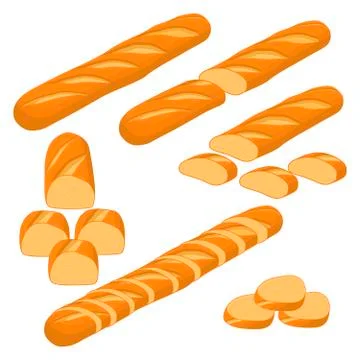 Vector illustration of set of baked bread Stockillustratie