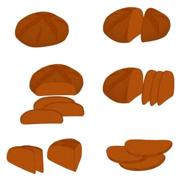 Vector illustration of set of baked bread 스톡 일러스트